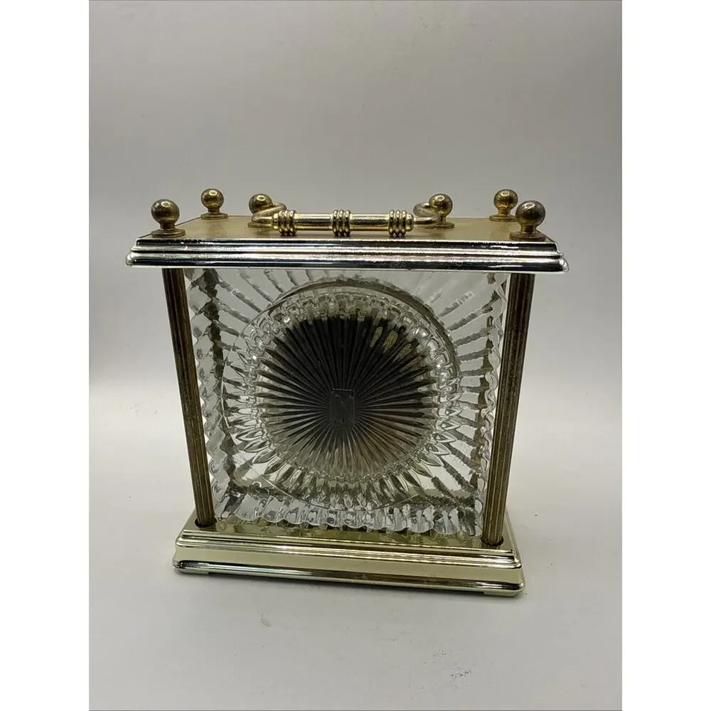 Brass Crystal Quartz Clock Paul Sebastian PS Mantel Shelf Desk Vintage Working *
